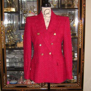 NWOT ZARA FUSCHIA DOUBLE BREASTED TEXTURED JACKET M